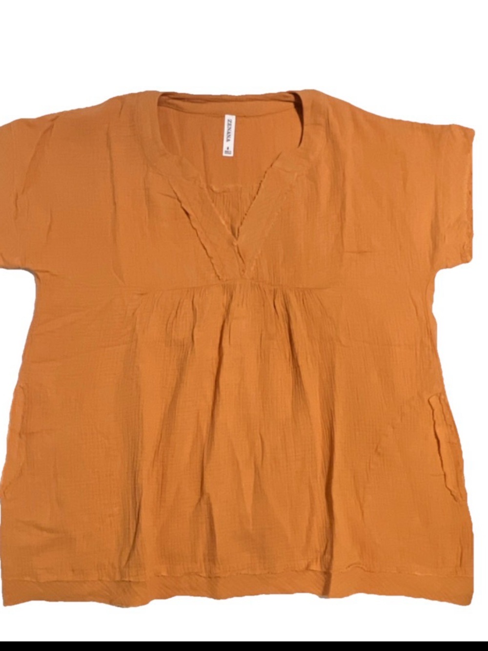 Zenana oversized V-neck double gauzed 100% cotton apricot color new tags